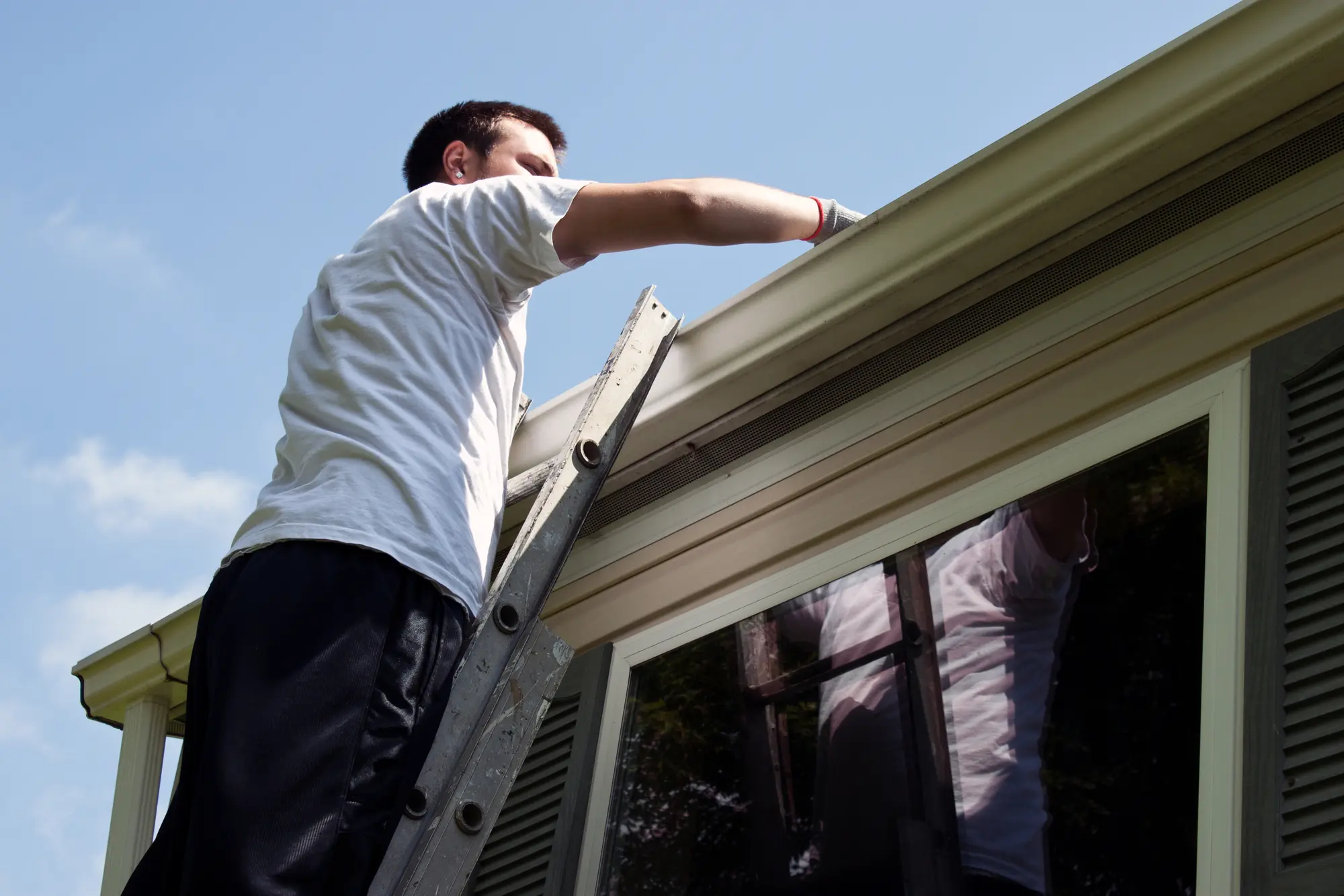 gutter maintenance safety using ladder